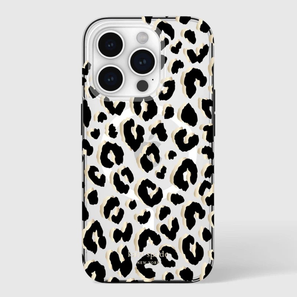 kate spade Leopard Print Clear iPhone 15 Pro Case
